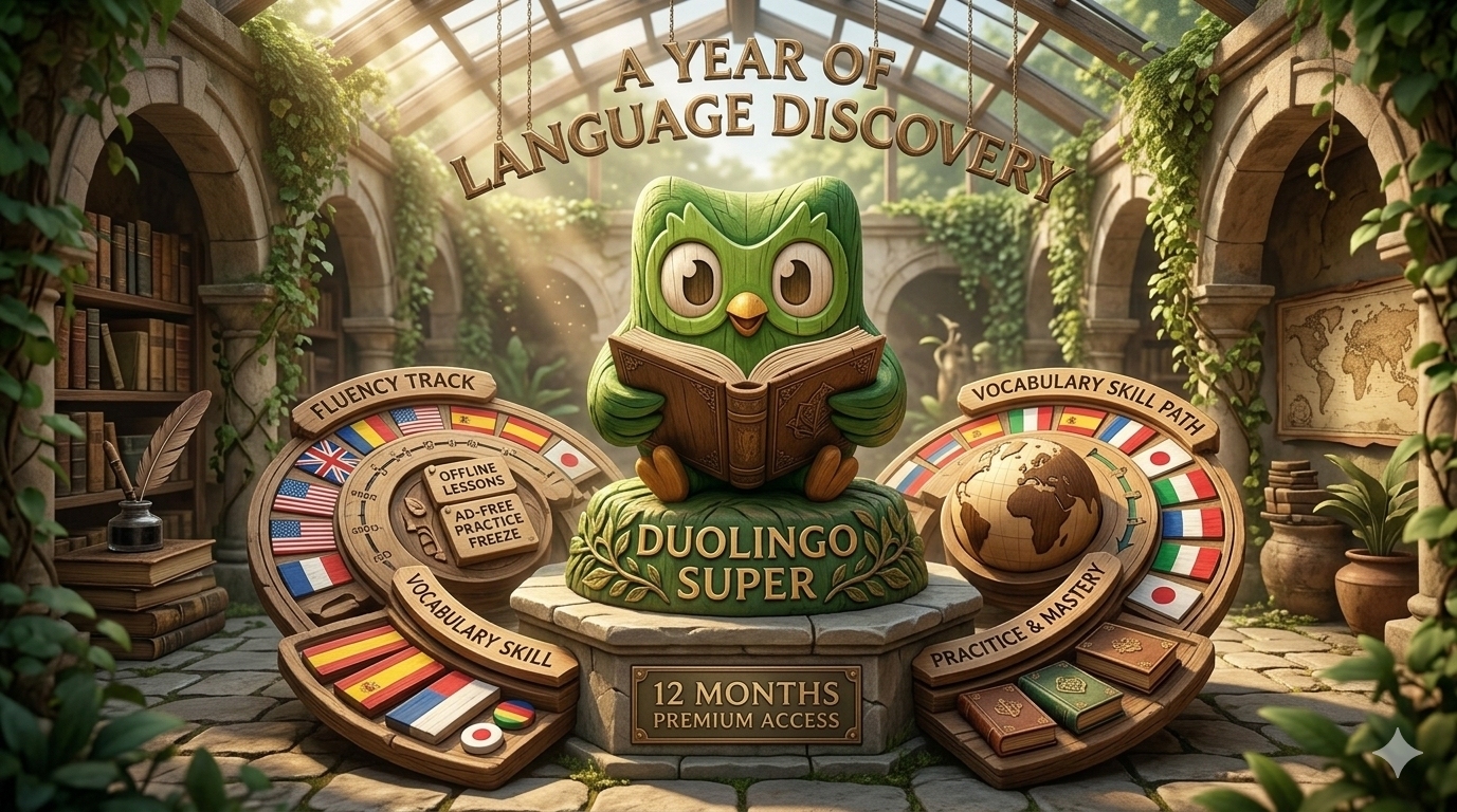 DUOLINGO SUPER - 12 MONTHS PREMIUM ACCESS